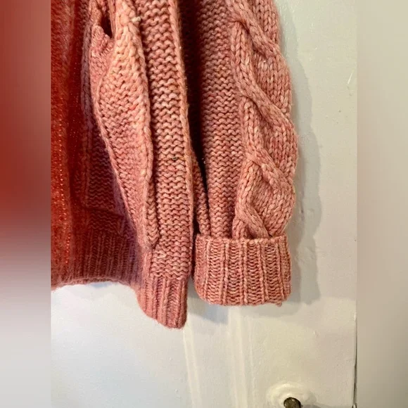 Madewell Pink Bubble Sleeve Cable Knit Cardigan XS - Picture 9 of 11